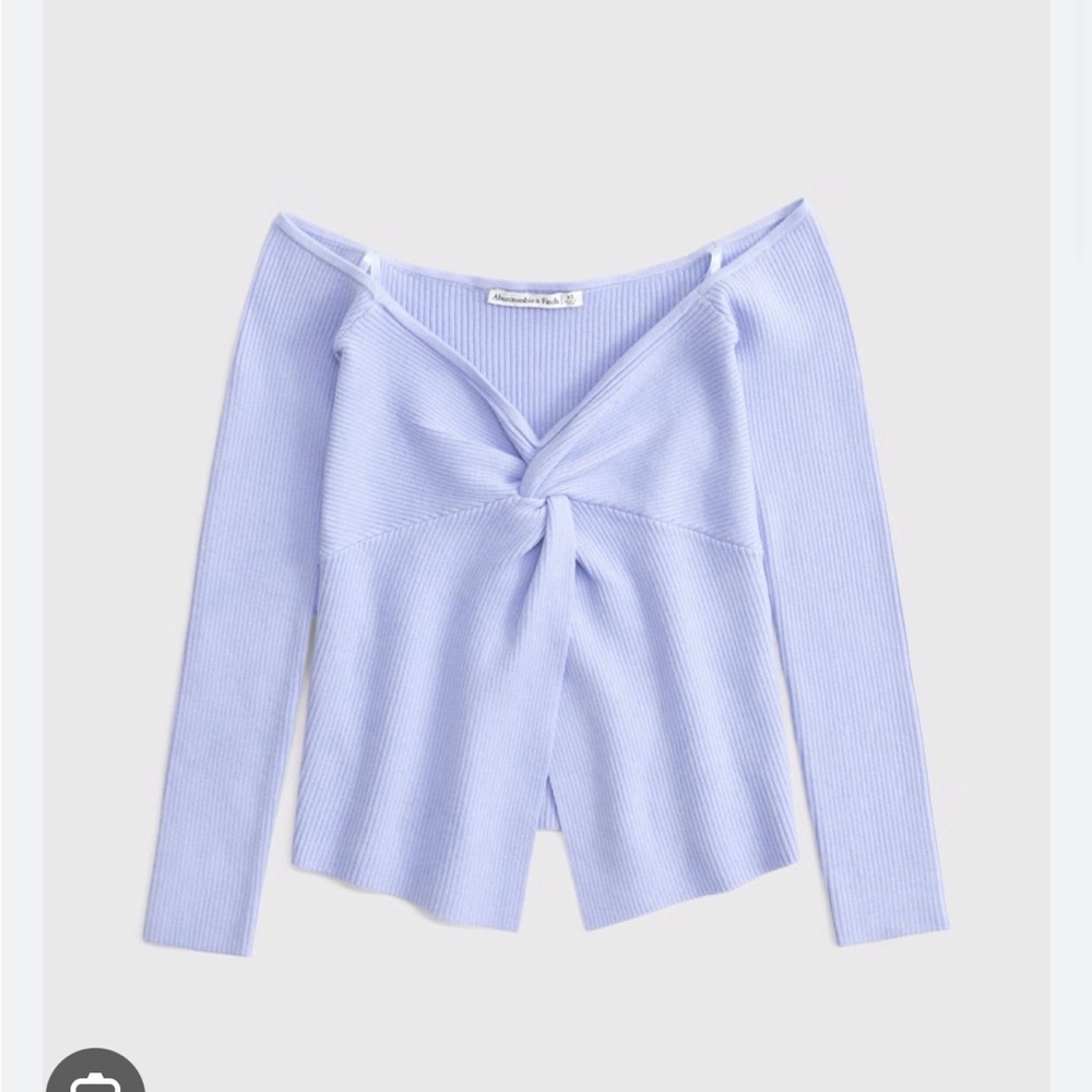 Abercrombie & Fitch Periwinkle Off-Shoulder Twist Sweater Blouse
